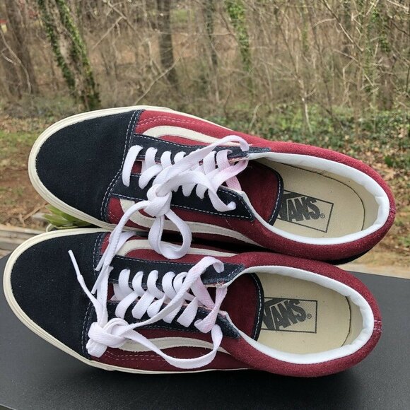 Vans T375 Authentic Two-Tone Suede Skate Shoe Size MENS 9.5 / WOMENS 11 Blue Red - Picture 11 of 12